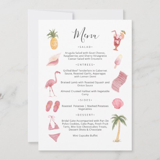 Waterverf Beach Thema Menu Kaart (Voorkant)