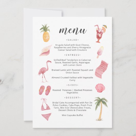 Waterverf Beach Thema Menu Kaart (Voorkant)