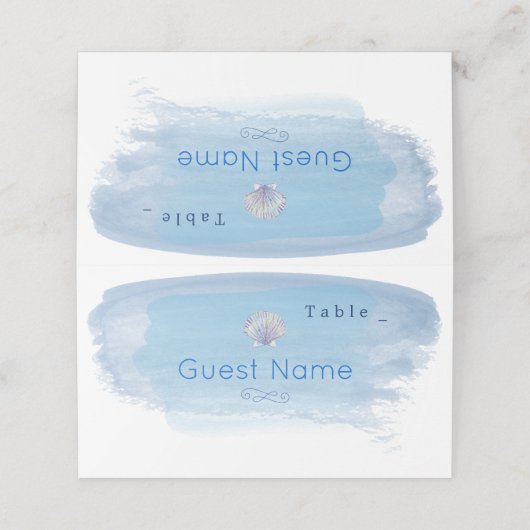 Waterverf Beach Theme Table Place Card Plaatskaartje (Buitenkant ongevouwen)
