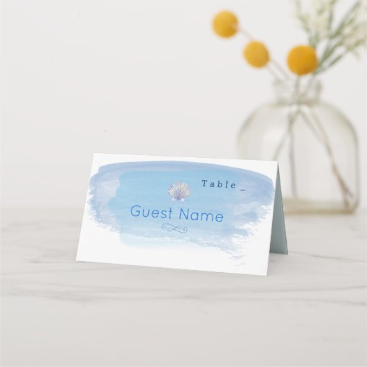 Waterverf Beach Theme Table Place Card Plaatskaartje (Voorkant)