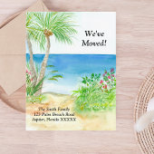 Waterverf Beach Tropisch We hebben ons verplaatst Aankondigingskaart