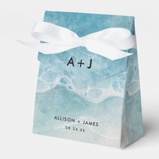 Waterverf Beach Trouwgasten Bedankdoosjes (Voorkant Zijde)