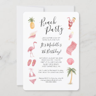 Waterverf Beach Verjaardagsfeestje Kaart