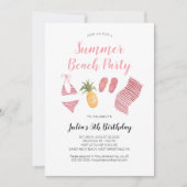 Waterverf Beach Verjaardagsfeestuitnodiging Kaart (Voorkant)