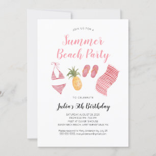 Waterverf Beach Verjaardagsfeestuitnodiging Kaart