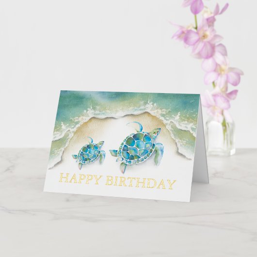 Waterverf Beach verjaardagskaarten Folie Wenskaart (Orchidee)