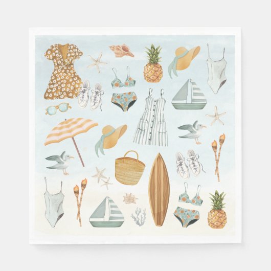 Waterverf Beach vrijgezellenfeest weekend Servet (Voorkant)