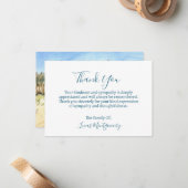 Waterverf Beach Vuurtoren dank u, sympathie Notitiekaartje (Voorkant / Achterkant in situ)