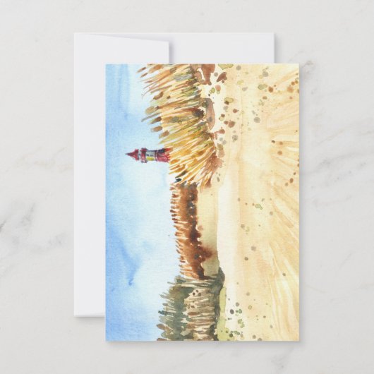 Waterverf Beach Vuurtoren dank u, sympathie Notitiekaartje (Achterkant)