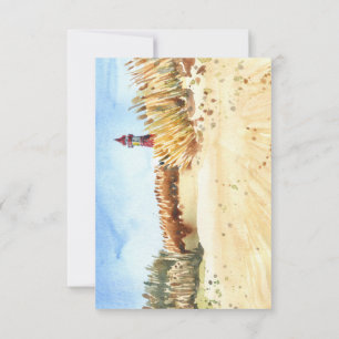 Waterverf Beach Vuurtoren dank u, sympathie Notitiekaartje