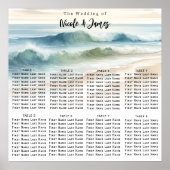 Waterverf Beach Waves Bruiloft Zitkaarten Poster (Voorkant)