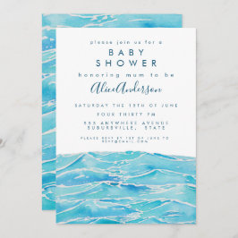 Waterverf Beach Waves Coast Peninsula Baby shower Kaart