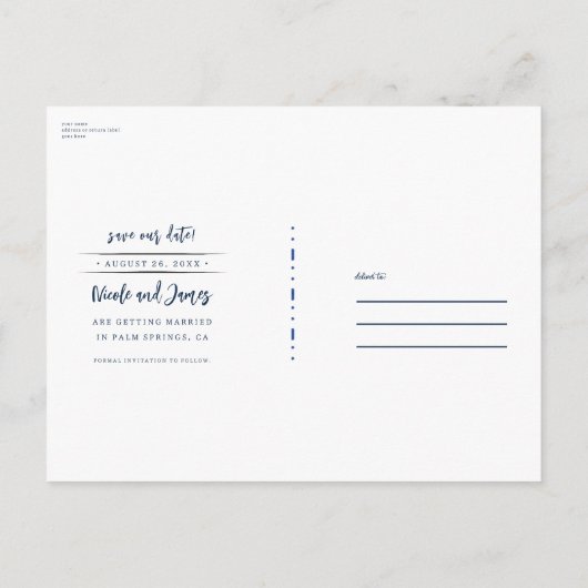 Waterverf Beach Waves Coastal Save the Date Aankondigingskaart (Achterkant)