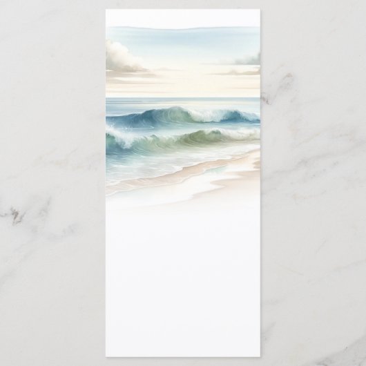 Waterverf Beach Waves Kustbruiloft Menu (Achterkant)