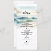 Waterverf Beach Waves Kustbruiloft Menu (Voorkant / Achterkant)