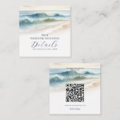Waterverf Beach Waves Kustregister QR-code Vierkante Visitekaartje (Voorkant / Achterkant)