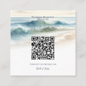 Waterverf Beach Waves Kustregister QR-code Vierkante Visitekaartje (Achterkant)