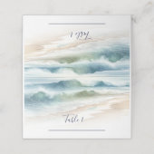 Waterverf Beach Waves Rustieke bruiloft zitplaatse Plaatskaartje (Buitenkant ongevouwen)