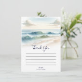 Waterverf Beach Waves Rustieke Kust Dank u Kaart (Staand voorkant)