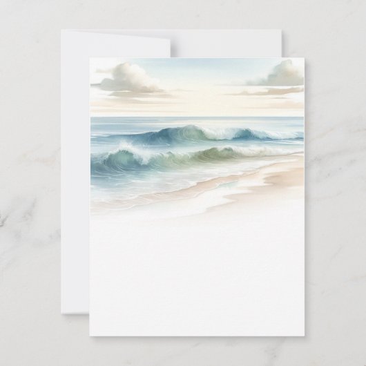 Waterverf Beach Waves Rustieke Kustbruiloft RSVP Kaart (Achterkant)