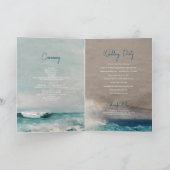 Waterverf Beach Waves Wedding Order of Service Programma (Binnen)