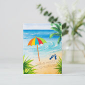 Waterverf Beach We verhuisden naar Florida New Add Aankondigingskaart (Staand voorkant)