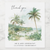 Waterverf Beach Weddenschap Bedankt Wijn Etiket (Enkel label)