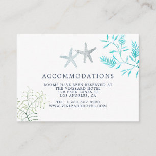 Waterverf Beach Wedding Accommododations seaweed Informatiekaartje