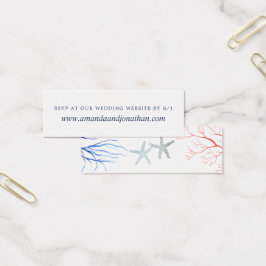 Waterverf Beach Wedding antwoord op website RSVP Mini Visitekaartjes