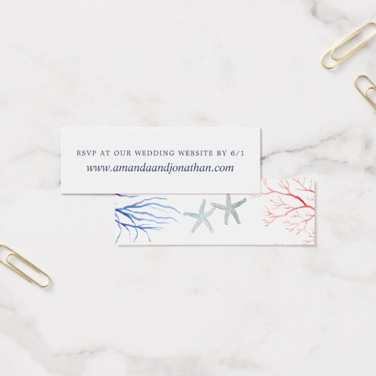 Waterverf Beach Wedding antwoord op website RSVP Mini Visitekaartjes (Kantoor)