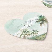 Waterverf Beach Wedding Heart Kartonnen Onderzetters (Gekanteld)