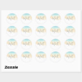 Waterverf Beach Wedding initialen Name Favors Ronde Sticker (Vel)