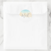 Waterverf Beach Wedding initialen Name Favors Ronde Sticker (Tas)