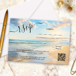 Waterverf Beach Wedding RSVP Card Kaartje