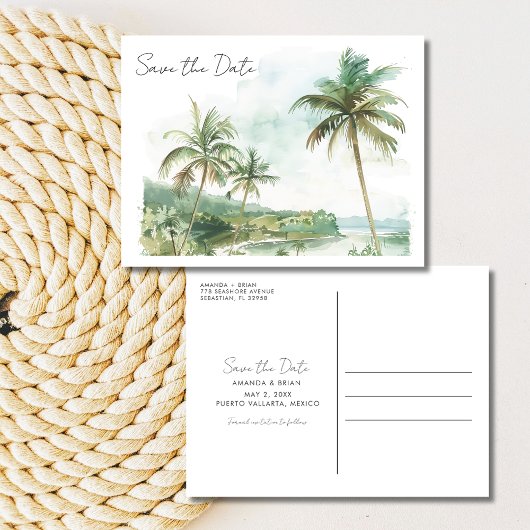 Waterverf Beach Wedding Save the Date Briefkaart