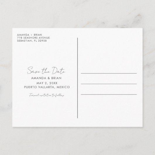 Waterverf Beach Wedding Save the Date Briefkaart (Achterkant)