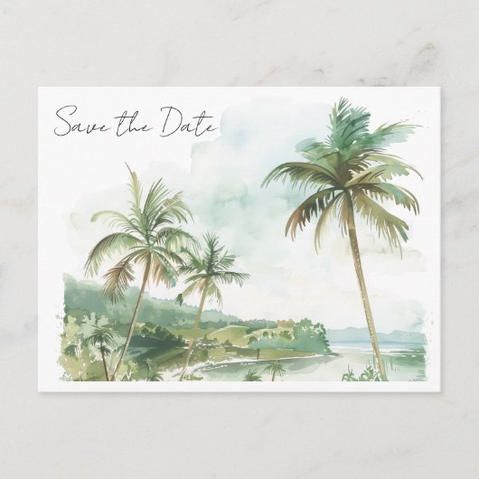 Waterverf Beach Wedding Save the Date Briefkaart (Voorkant)