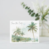 Waterverf Beach Wedding Save the Date Briefkaart (Staand voorkant)