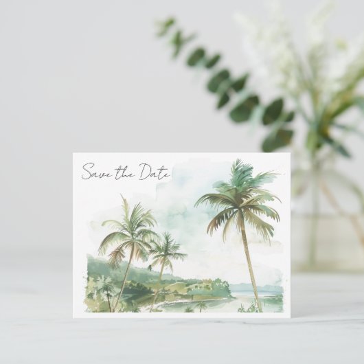 Waterverf Beach Wedding Save the Date Briefkaart (Staand voorkant)