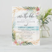 Waterverf Beach Wedding Save the Date Kaart (Staand voorkant)