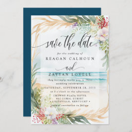 Waterverf Beach Wedding Save the Date Kaart
