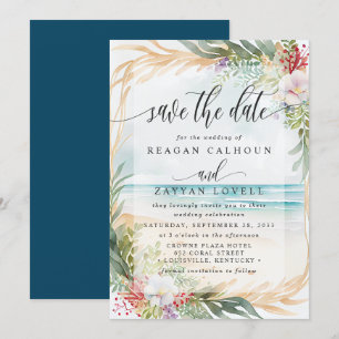 Waterverf Beach Wedding Save the Date Kaart