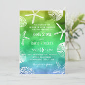 Waterverf Beach Wedding Starfish Seashell Kaart (Staand voorkant)