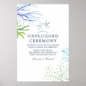 Waterverf Beach Wedding Unplugged Ceremony Poster (Voorkant)