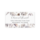 Waterverf Beach White Zee Shell Conch Adres Etiket (Voorkant)