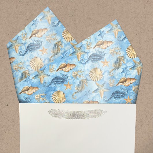 🐚 Waterverf Beach Zee Life Shells & Starfish Tissuepapier
