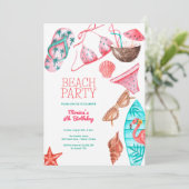 waterverf Beach Zomerfeest Verjaardag Kaart (Staand voorkant)