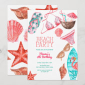 waterverf Beach Zomerfeest Verjaardag Kaart (Voorkant / Achterkant)