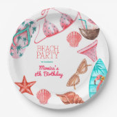 waterverf Beach Zomerfeest Verjaardag Papieren Bordje (Voorkant)