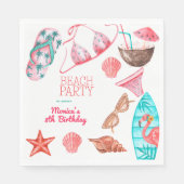 waterverf Beach Zomerfeest Verjaardag Servet (Voorkant)
